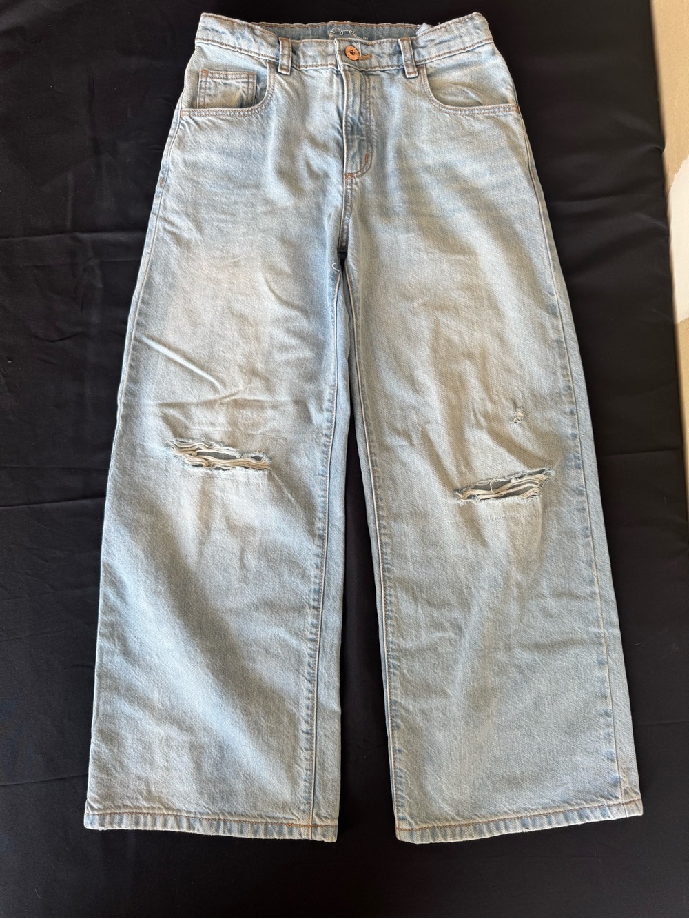 Cat & Jack Boys Size 14 Straight Leg Stretch Jeans Adjustable Waist Blue NWT